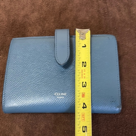 Celine Blue Pebbled Leather Wallet - Picture 7 of 9